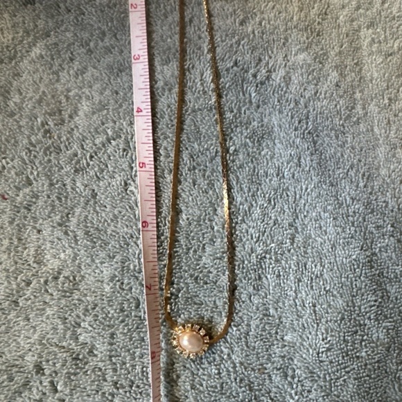 Vintage Christian Dior Starburst Radiant Pearl Rhinestone Gold Chain Necklace - Picture 4 of 4